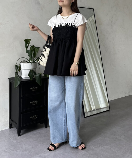 prose verse(プロズヴェール)の「フロントレースナローストラップビスチェ(キャミソール・レディース・ブラック・LARGE/MEDIUM)」の12枚目の写真