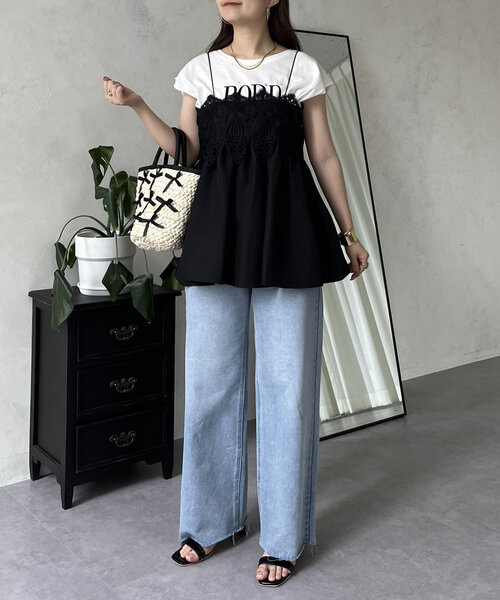 prose verse(プロズヴェール)の「フロントレースナローストラップビスチェ(キャミソール・レディース・ブラック・LARGE/MEDIUM)」の13枚目の写真