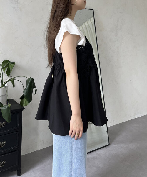 prose verse(プロズヴェール)の「フロントレースナローストラップビスチェ(キャミソール・レディース・ブラック・LARGE/MEDIUM)」の16枚目の写真
