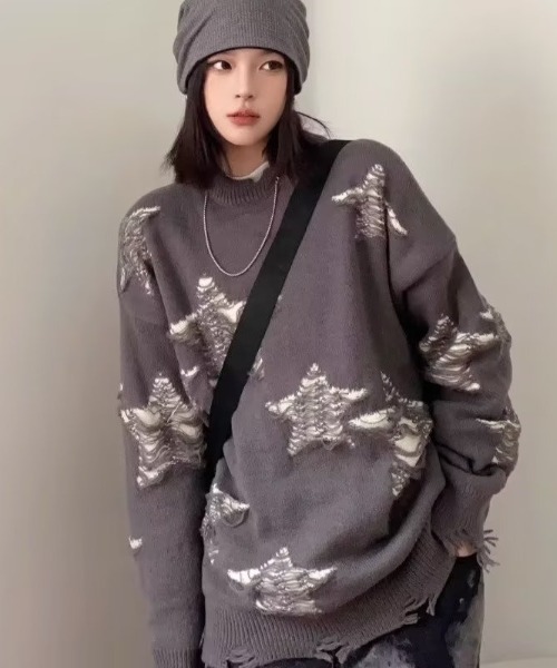 DEVICE（デバイス）の「スター ダメージ クラッシュ ニット