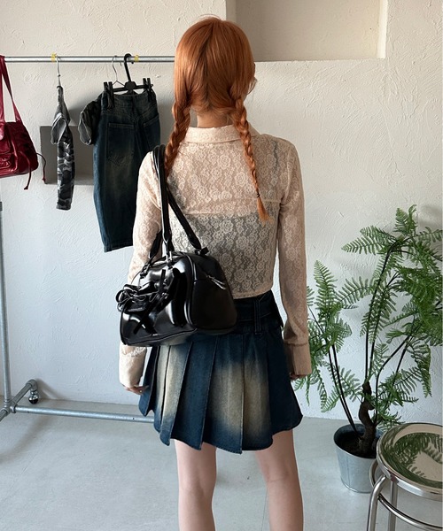 sedacle girl(セダクルガール)の「レースシャーリングシャツ(Tシャツ/カットソー・レディース・レッド/アイボリー/ブラック・SMALL/MEDIUM)」の6枚目の写真
