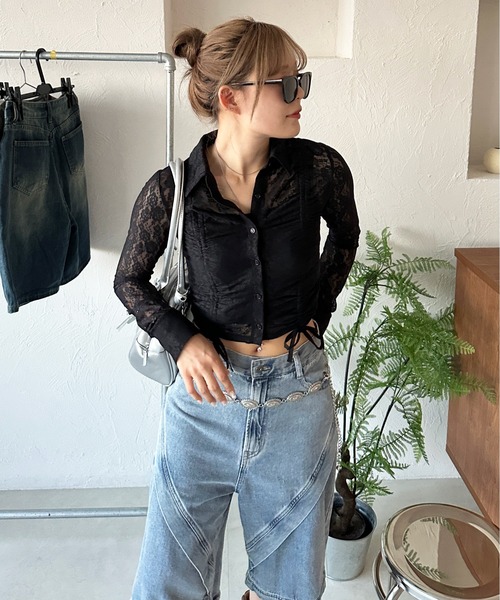 sedacle girl(セダクルガール)の「レースシャーリングシャツ(Tシャツ/カットソー・レディース・レッド/アイボリー/ブラック・SMALL/MEDIUM)」の9枚目の写真