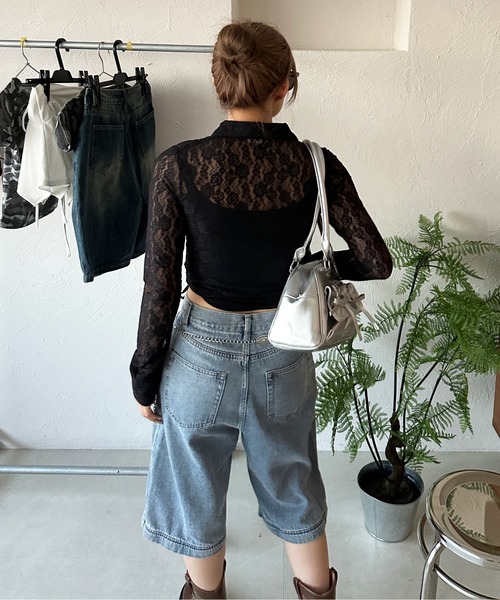 sedacle girl(セダクルガール)の「レースシャーリングシャツ(Tシャツ/カットソー・レディース・レッド/アイボリー/ブラック・SMALL/MEDIUM)」の10枚目の写真