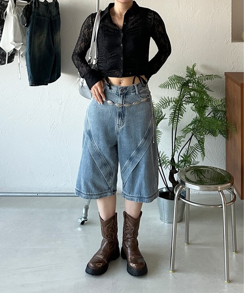 sedacle girl(セダクルガール)の「レースシャーリングシャツ(Tシャツ/カットソー・レディース・レッド/アイボリー/ブラック・SMALL/MEDIUM)」の11枚目の写真
