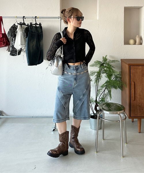 sedacle girl(セダクルガール)の「レースシャーリングシャツ(Tシャツ/カットソー・レディース・レッド/アイボリー/ブラック・SMALL/MEDIUM)」の12枚目の写真