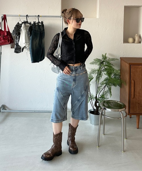 sedacle girl(セダクルガール)の「レースシャーリングシャツ(Tシャツ/カットソー・レディース・レッド/アイボリー/ブラック・SMALL/MEDIUM)」の13枚目の写真
