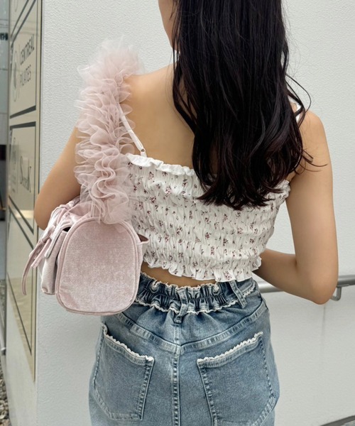 one after another NICE CLAUP（ワンアフターアナザーナイスクラップ）の「シャーリングビスチェ（キャミソール・レディース・オフホワイト/ブラック/ホワイト系その他/ブラウン・FREE）」の7枚目の写真