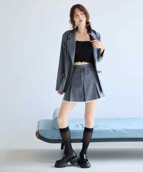 one after another NICE CLAUP（ワンアフターアナザーナイスクラップ）の「シャーリングビスチェ（キャミソール・レディース・オフホワイト/ブラック/ホワイト系その他/ブラウン・FREE）」の9枚目の写真