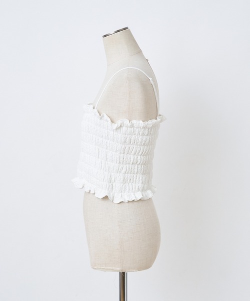 one after another NICE CLAUP（ワンアフターアナザーナイスクラップ）の「シャーリングビスチェ（キャミソール・レディース・オフホワイト/ブラック/ホワイト系その他/ブラウン・FREE）」の15枚目の写真