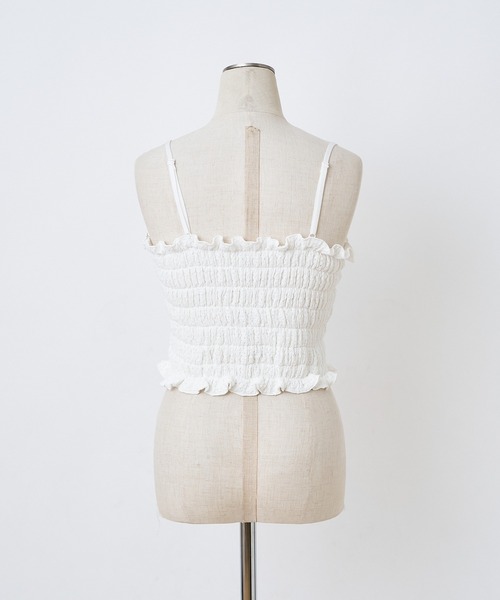 one after another NICE CLAUP（ワンアフターアナザーナイスクラップ）の「シャーリングビスチェ（キャミソール・レディース・オフホワイト/ブラック/ホワイト系その他/ブラウン・FREE）」の16枚目の写真