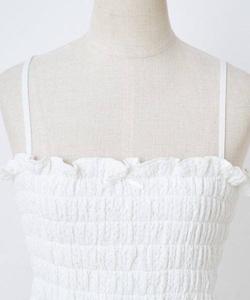 one after another NICE CLAUP（ワンアフターアナザーナイスクラップ）の「シャーリングビスチェ（キャミソール・レディース・オフホワイト/ブラック/ホワイト系その他/ブラウン・FREE）」の17枚目の写真