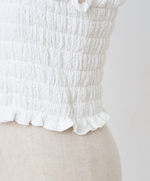 one after another NICE CLAUP（ワンアフターアナザーナイスクラップ）の「シャーリングビスチェ（キャミソール・レディース・オフホワイト/ブラック/ホワイト系その他/ブラウン・FREE）」の22枚目の写真