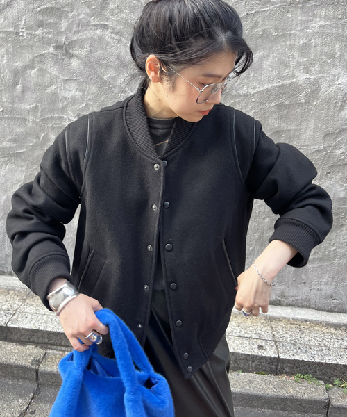 AP STUDIO(エーピーストゥディオ)の「【DUNST/ダンスト】スタジアムジャンバー(スタジャン・レディース・ブラック・FREE)」の2枚目の写真