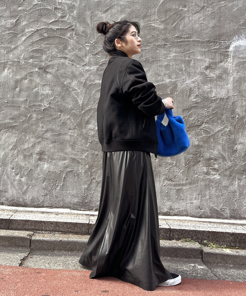 AP STUDIO(エーピーストゥディオ)の「【DUNST/ダンスト】スタジアムジャンバー(スタジャン・レディース・ブラック・FREE)」の4枚目の写真