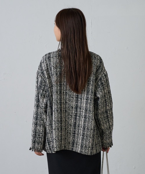 COLONY 2139（コロニートゥーワンスリーナイン）の「MIXツイードノーカラージャケット（ノーカラージャケット・レディース・ブラック/グレー・FREE）」の13枚目の写真