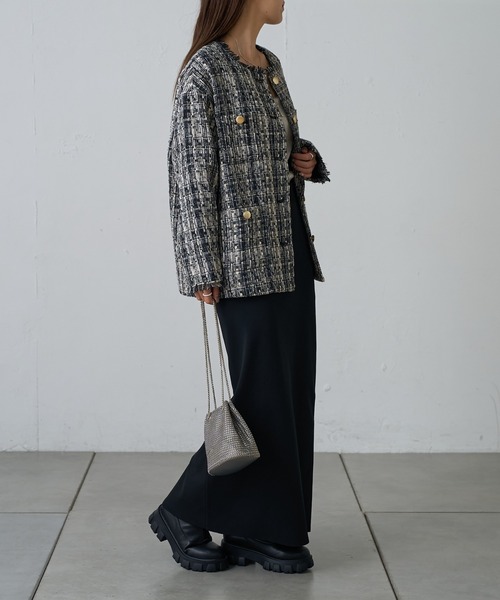 COLONY 2139（コロニートゥーワンスリーナイン）の「MIXツイードノーカラージャケット（ノーカラージャケット・レディース・ブラック/グレー・FREE）」の16枚目の写真