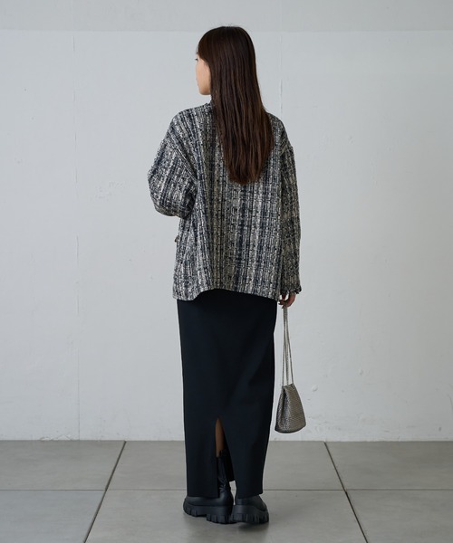 COLONY 2139（コロニートゥーワンスリーナイン）の「MIXツイードノーカラージャケット（ノーカラージャケット・レディース・ブラック/グレー・FREE）」の17枚目の写真