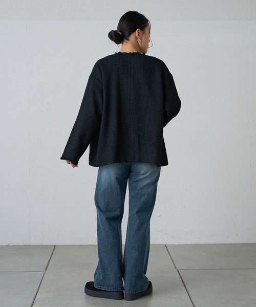 COLONY 2139（コロニートゥーワンスリーナイン）の「MIXツイードノーカラージャケット（ノーカラージャケット・レディース・ブラック/グレー・FREE）」の9枚目の写真