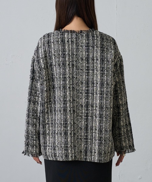 COLONY 2139（コロニートゥーワンスリーナイン）の「MIXツイードノーカラージャケット（ノーカラージャケット・レディース・ブラック/グレー・FREE）」の21枚目の写真