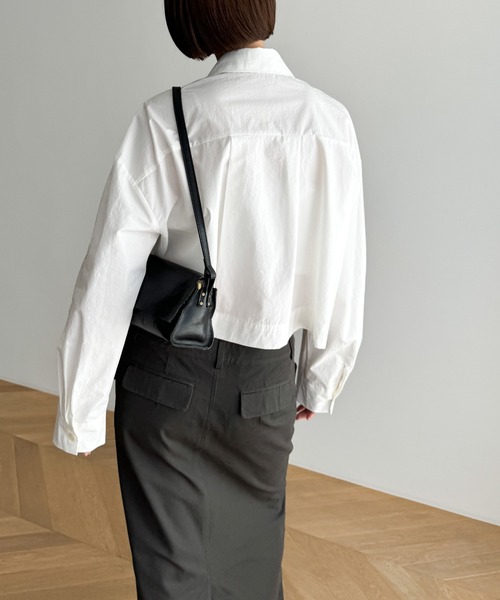 CANAL JEAN(キャナルジーン)の「El mar コットンポケットクロップドシャツ(シャツ/ブラウス・レディース・ブルー/ホワイト/ブラウン・ONE SIZE)」の8枚目の写真