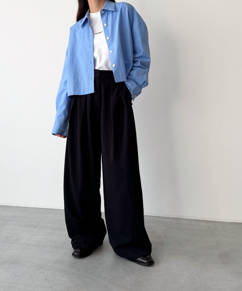 CANAL JEAN(キャナルジーン)の「El mar コットンポケットクロップドシャツ(シャツ/ブラウス・レディース・ブルー/ホワイト/ブラウン・ONE SIZE)」の12枚目の写真