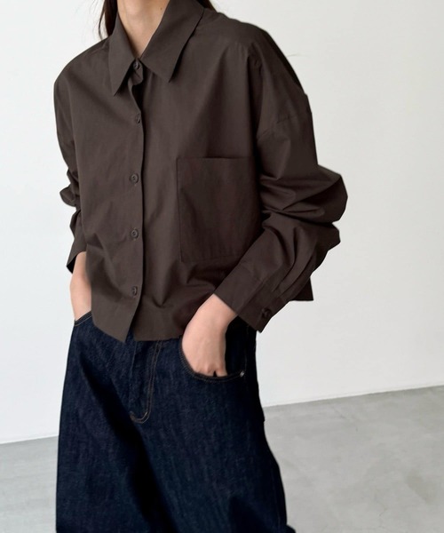 CANAL JEAN(キャナルジーン)の「El mar コットンポケットクロップドシャツ(シャツ/ブラウス・レディース・ブルー/ホワイト/ブラウン・ONE SIZE)」の21枚目の写真