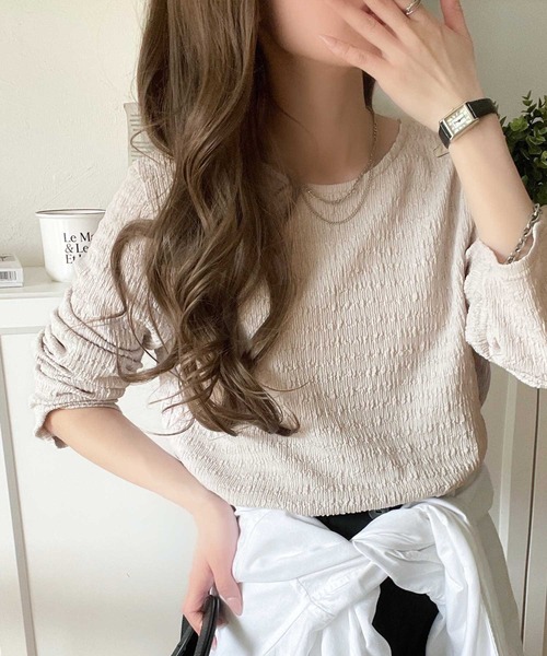 classicalelf（クラシカルエルフ）の「今日のシーンにもぴったりフィット。クルーネックジャガードプルオーバー（長袖）（Tシャツ/カットソー・レディース・モカ/ブラック/グレイッシュベージュ/アイボリー/ベージュ/ダークグレー/イエロー・LARGE/MEDIUM/SMALL/X-LARGE）」の19枚目の写真