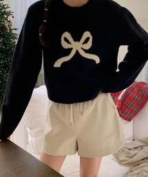 リボンデザイン ニット レディース