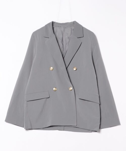 【極美品】アレフルード　テーラードジャケット 金バッジ　金ボタン　グレー系　L 極美品】アレフルード テーラードジャケット 金バッジ 金ボタン グレー