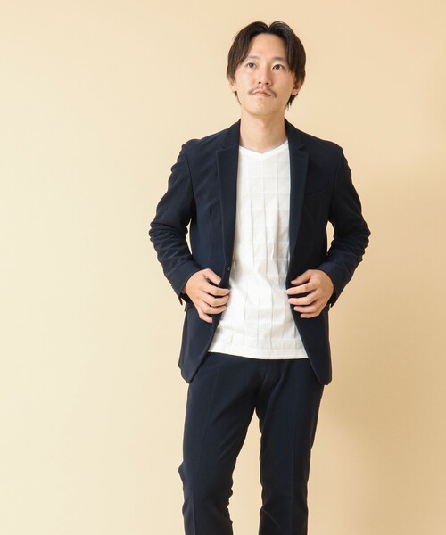 NOLLEY’S(ノーリーズ)の「《セットアップ/ビジカジ対応》4WAYストレッチコール テーラードジャケット(テーラードジャケット・メンズ・ダークネイビー/ベージュ/ブラック・M/L)」の6枚目の写真