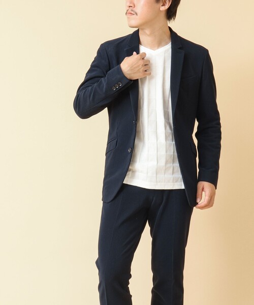 NOLLEY’S(ノーリーズ)の「《セットアップ/ビジカジ対応》4WAYストレッチコール テーラードジャケット(テーラードジャケット・メンズ・ダークネイビー/ベージュ/ブラック・M/L)」の7枚目の写真