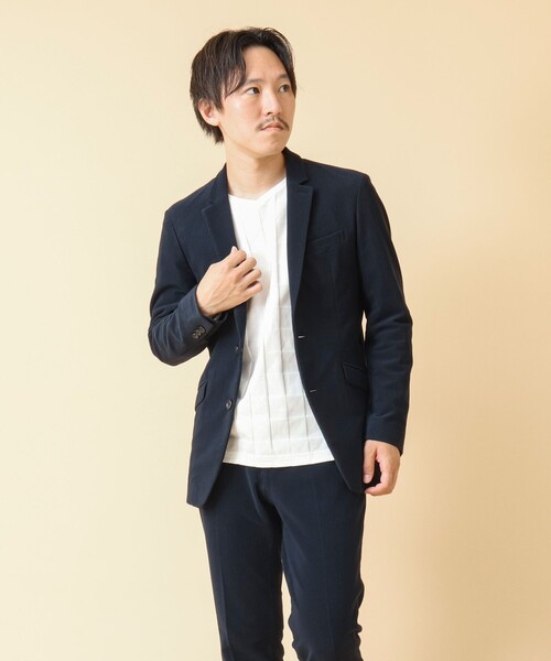 NOLLEY’S(ノーリーズ)の「《セットアップ/ビジカジ対応》4WAYストレッチコール テーラードジャケット(テーラードジャケット・メンズ・ダークネイビー/ベージュ/ブラック・M/L)」の8枚目の写真