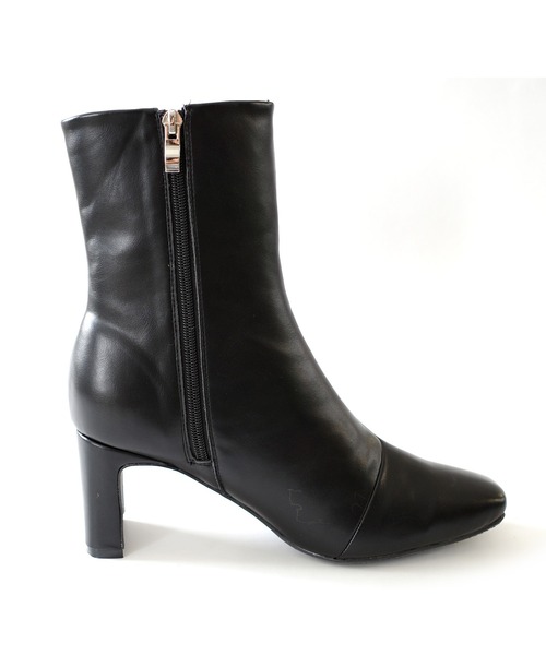 スクエアトゥ レートヒールショートブーツ/ミドルブーツ（ブーツ）｜AmiAmi（アミアミ）