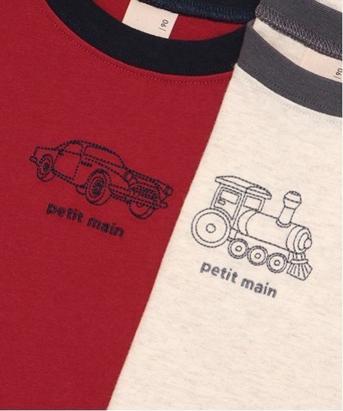 petit main（プティマイン）の「【プティプラ】BOYS長袖Tシャツ（Tシャツ/カットソー・キッズ・オフホワイト/ブルー/ライトグリーン/レッド/ネイビー/ブラック×ホワイト/エメラルド/マルチ/トップグレー/ライトベージュ・80ｃｍ/90cm/100cm/110cm/120cm/130cm）」の18枚目の写真