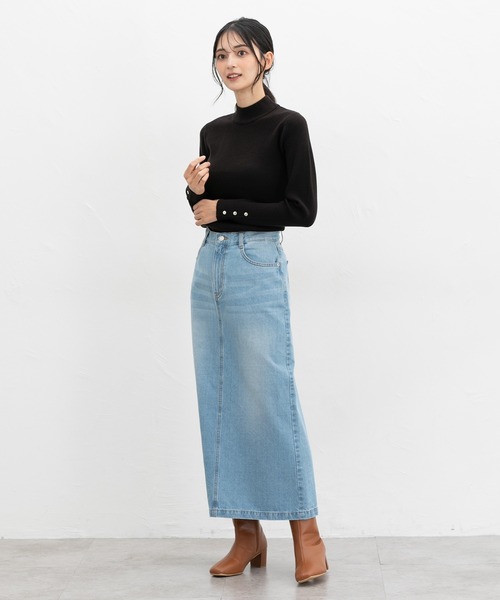 Honeys（ハニーズ）の「袖口金釦リブニット（ニット/セーター・レディース・レッド/グリーン/ブラック×ベージュ/アイボリー/ブラック/ホワイト×ブラック/杢グレー・S/M/L/LL）」の10枚目の写真