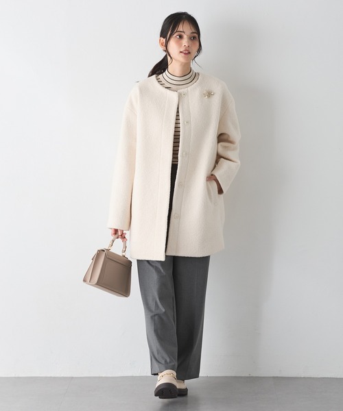 Honeys（ハニーズ）の「袖口金釦リブニット（ニット/セーター・レディース・レッド/グリーン/ブラック×ベージュ/アイボリー/ブラック/ホワイト×ブラック/杢グレー・S/M/L/LL）」の22枚目の写真