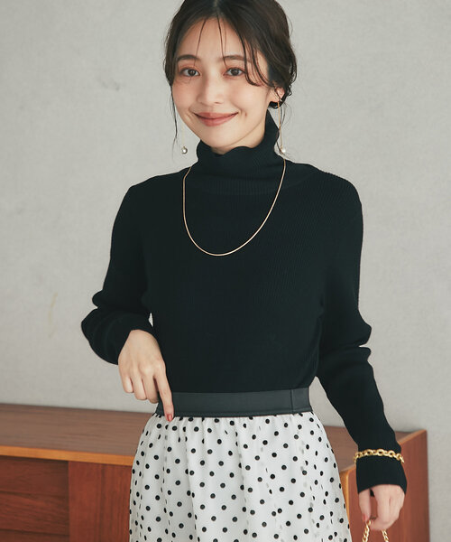 La boutique BonBon(ラブティックボンボン)の「【miki監修カラーあり・チクチクしない!】リブタートルニット(ニット/セーター・レディース・オフホワイト/ブラック/ライトグレー/ピンク・FREE)」の14枚目の写真