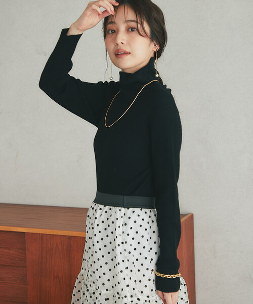 La boutique BonBon(ラブティックボンボン)の「【miki監修カラーあり・チクチクしない!】リブタートルニット(ニット/セーター・レディース・オフホワイト/ブラック/ライトグレー/ピンク・FREE)」の15枚目の写真
