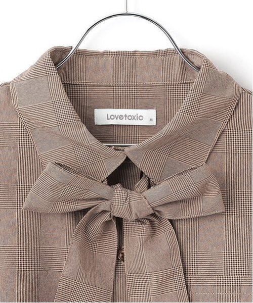 LOVETOXIC（ラブトキシック）の「ボウタイブラウス（シャツ/ブラウス・キッズ・ブラウン/グレー/オフホワイト・S/M/L）」の5枚目の写真