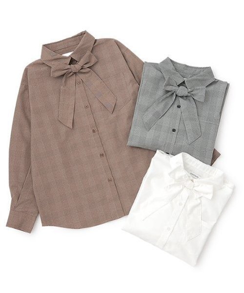 LOVETOXIC（ラブトキシック）の「ボウタイブラウス（シャツ/ブラウス・キッズ・ブラウン/グレー/オフホワイト・S/M/L）」の12枚目の写真