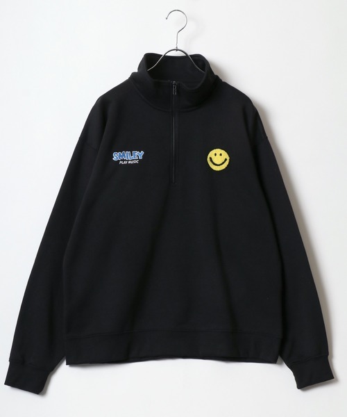 セール】SMILEY FACE/スマイリーフェイス 裏起毛 ワンポイント刺繍 袖