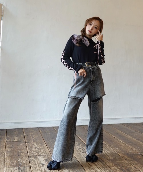 新品 rosy luce カットストレートデニム デニム ロージールーチェ カットストレートデニム（デニムパンツ）｜Rosy luce（ロージー