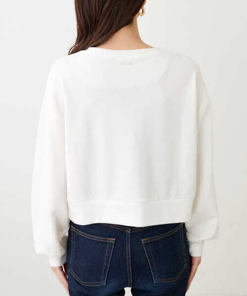 natural couture(ナチュラルクチュール)の「ジト目ねこちゃん裏毛プルオーバー(Tシャツ/カットソー・レディース・オフホワイト/チャコールグレー・FREE)」の18枚目の写真