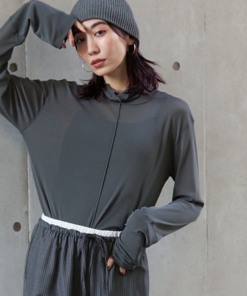 Auntie Rosa Holiday（アンティローザホリデー）の「パワーメッシュハイネックプルオーバー（Tシャツ/カットソー・レディース・グリーン/ピンク/グレー/ブラック・FREE）」の5枚目の写真