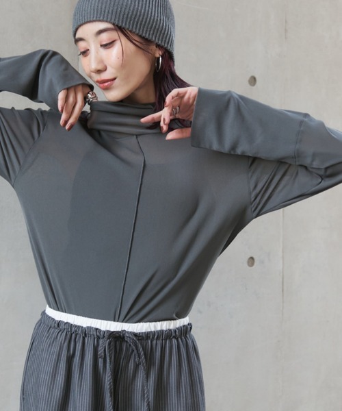 Auntie Rosa Holiday（アンティローザホリデー）の「パワーメッシュハイネックプルオーバー（Tシャツ/カットソー・レディース・グリーン/ピンク/グレー/ブラック・FREE）」の6枚目の写真