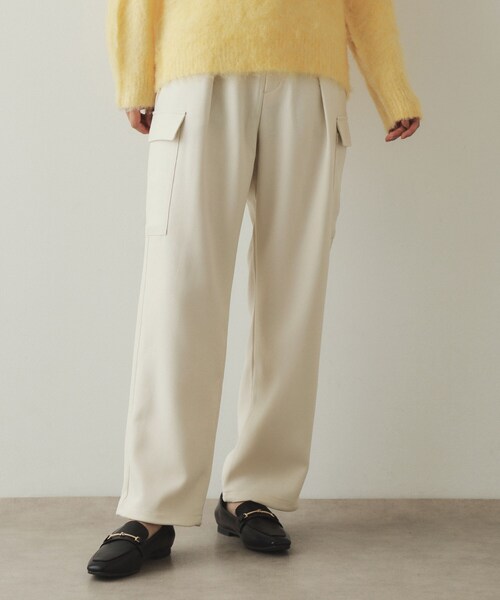OPAQUE.CLIP（オペークドットクリップ）の「◆ウールライクカーゴパンツ【洗濯機洗い可】（その他パンツ・レディース・アイボリー/ブラック・38/40/42）」の3枚目の写真