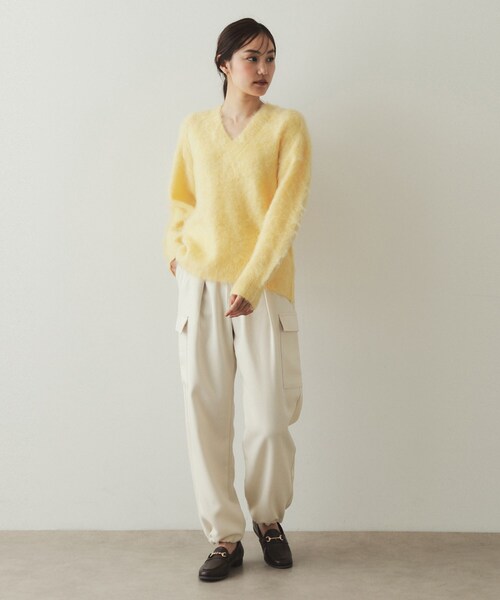 OPAQUE.CLIP（オペークドットクリップ）の「◆ウールライクカーゴパンツ【洗濯機洗い可】（その他パンツ・レディース・アイボリー/ブラック・38/40/42）」の4枚目の写真