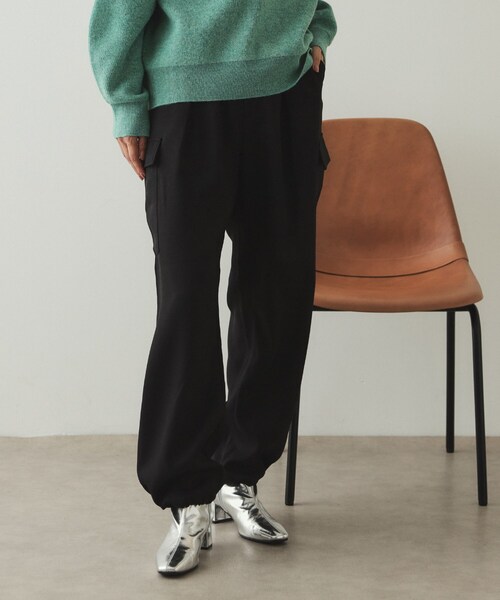 OPAQUE.CLIP（オペークドットクリップ）の「◆ウールライクカーゴパンツ【洗濯機洗い可】（その他パンツ・レディース・アイボリー/ブラック・38/40/42）」の8枚目の写真