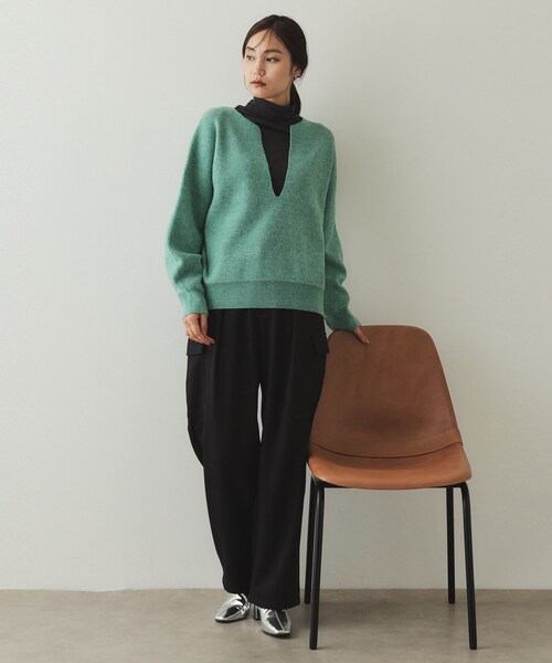 OPAQUE.CLIP（オペークドットクリップ）の「◆ウールライクカーゴパンツ【洗濯機洗い可】（その他パンツ・レディース・アイボリー/ブラック・38/40/42）」の9枚目の写真