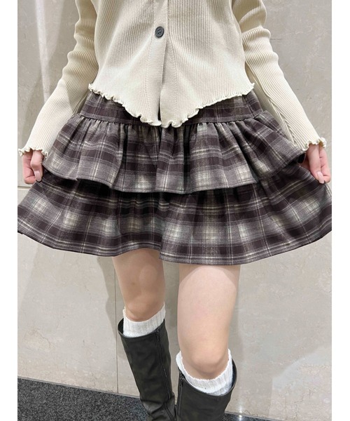 PHILLY（フィリー）の「【PHILLY】チェックティアードミニスカート（スカート・レディース・ブラウン/ブラック・FREE）」の6枚目の写真